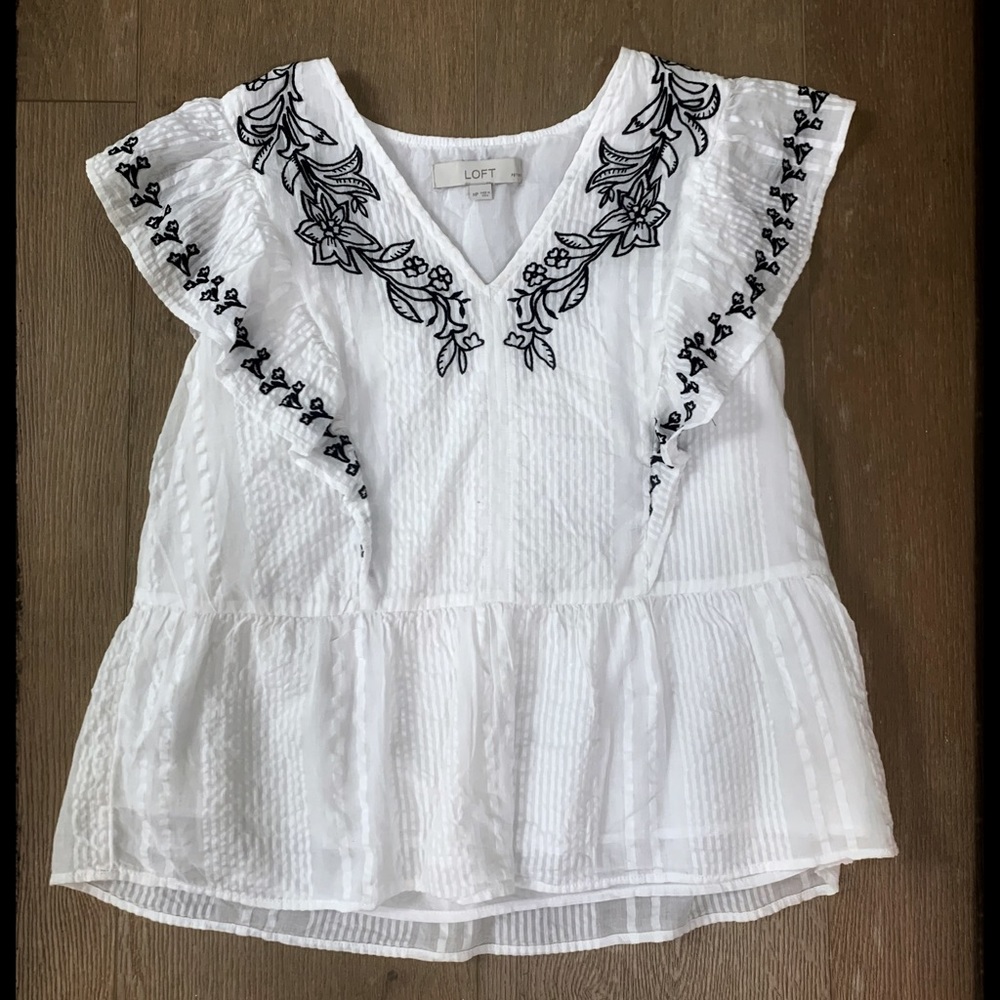 LOFT Embroidered Floral Top